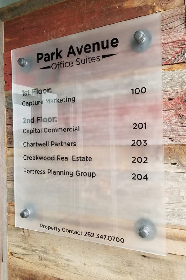 Park Avenue Acrylic Directory - Innovative Signs