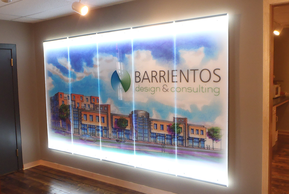 Barrientos design & consulting wall sign