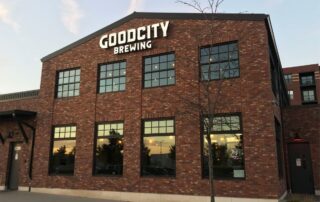 Channel Letter Sign mounted on a brick building at Good City Brewing.