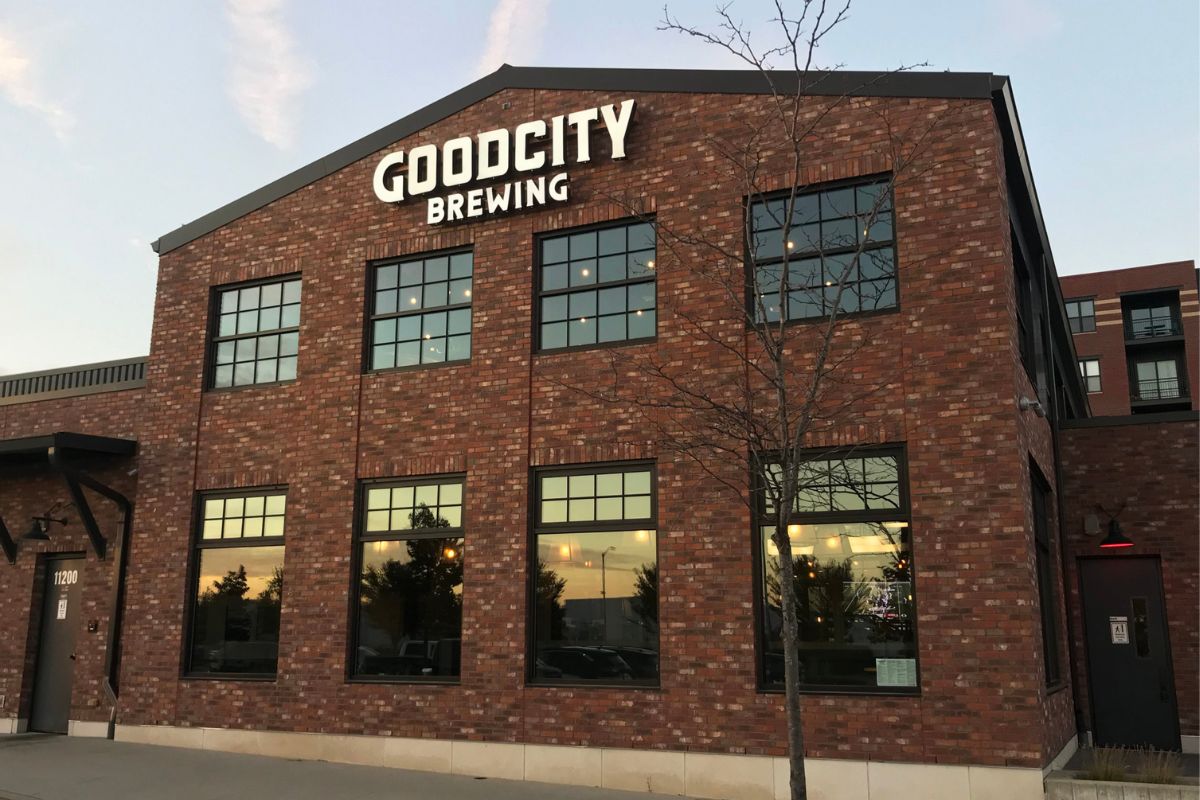 Channel Letter Sign mounted on a brick building at Good City Brewing.
