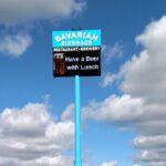 A pole sign for Bavarian Bierhaus.