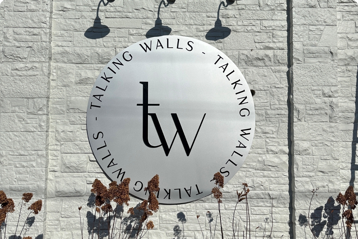 Aluminum signage for a business.