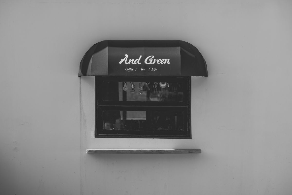 Business awning for a coffee shop